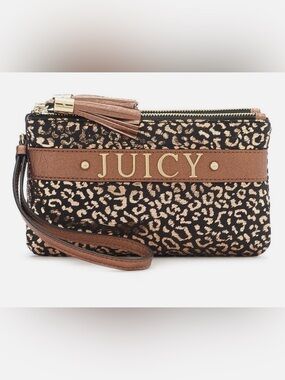 Juicy Couture Leopard Logo Wristlet Small Handbag in Black & Copper NWOT!!!